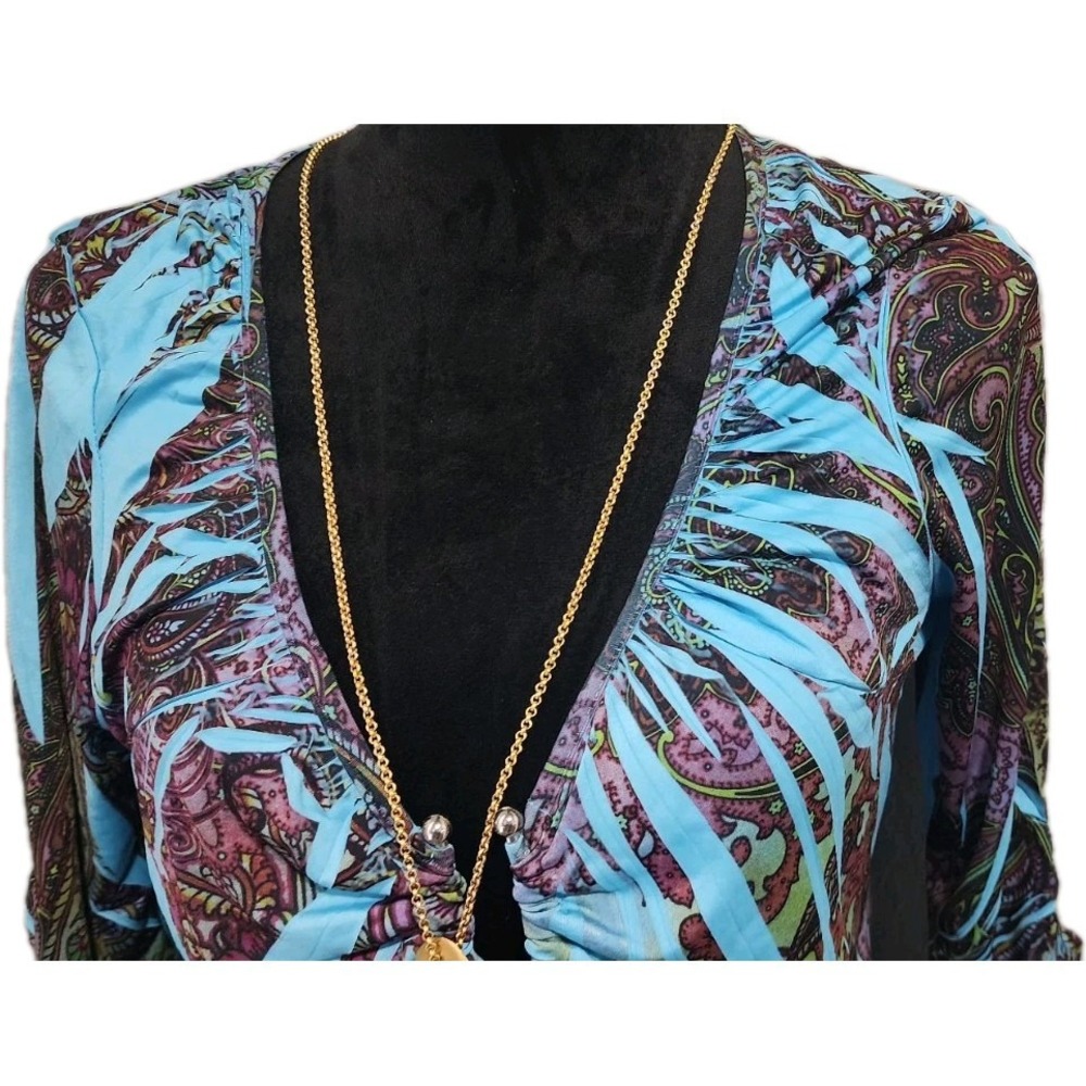 APT 9 Womens Multicol Top  Dress Tattoo Print V Neckline 3/4 Sleeve Size  Medium - Picture 13 of 16